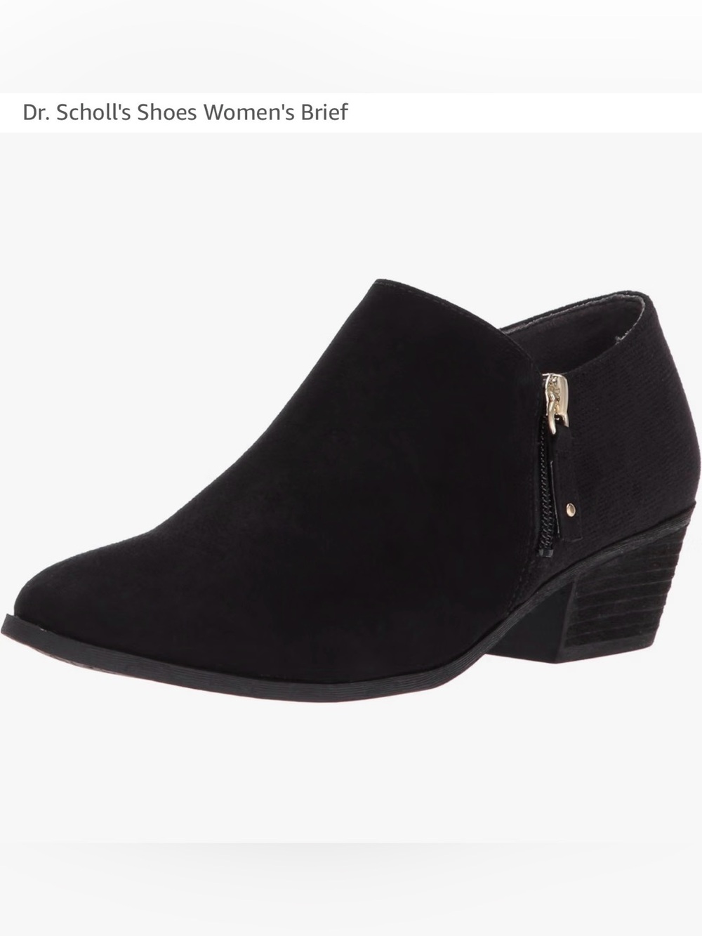 Dr  Scholl’s  Women’s Black Suede Ankle Booties with Side Zipper